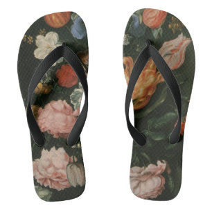 Vintage Floral Baroque, Vase of Flowers in a Niche Thongs