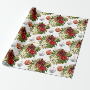 Vintage Floral Bauble Boutique Personalised Xmas Wrapping Paper