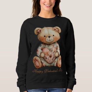 Vintage Floral Bear With Heart Sweatshirt