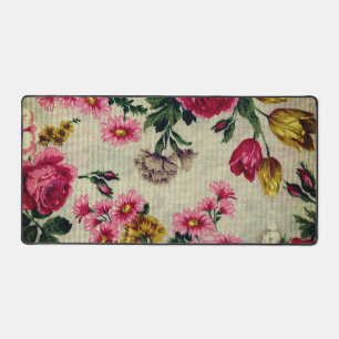 Vintage floral, beautiful colourful flowers desk mat
