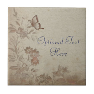Vintage Floral Beige Ceramic Tile