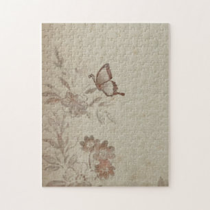 Vintage Floral Beige Jigsaw Puzzle