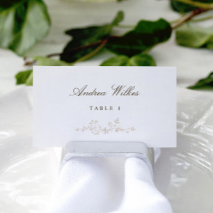 Vintage Floral Beige Tan Wedding Escort Cards