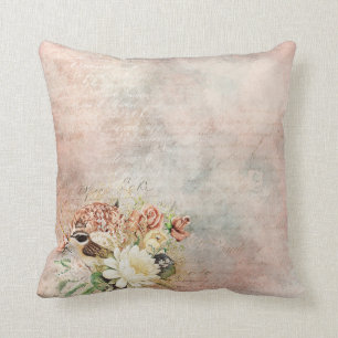 Vintage Floral Bird Cushion