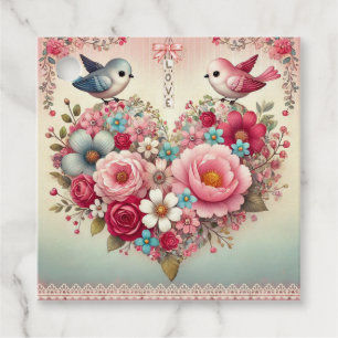 Vintage floral/bird/heart Valentine's Day Favour Tags