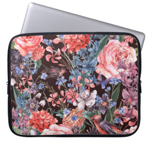 Vintage Floral Birds: Watercolor Elegance. Laptop Sleeve