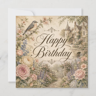 Vintage Floral Birthday Card