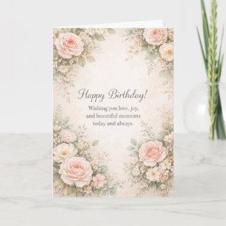 Vintage Floral Birthday Card | Elegant Watercolor 