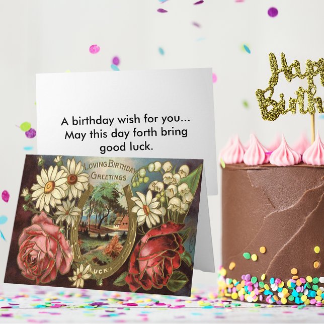 Vintage Floral Birthday Greeting Card (Vintage Floral Birthday Greeting Card)