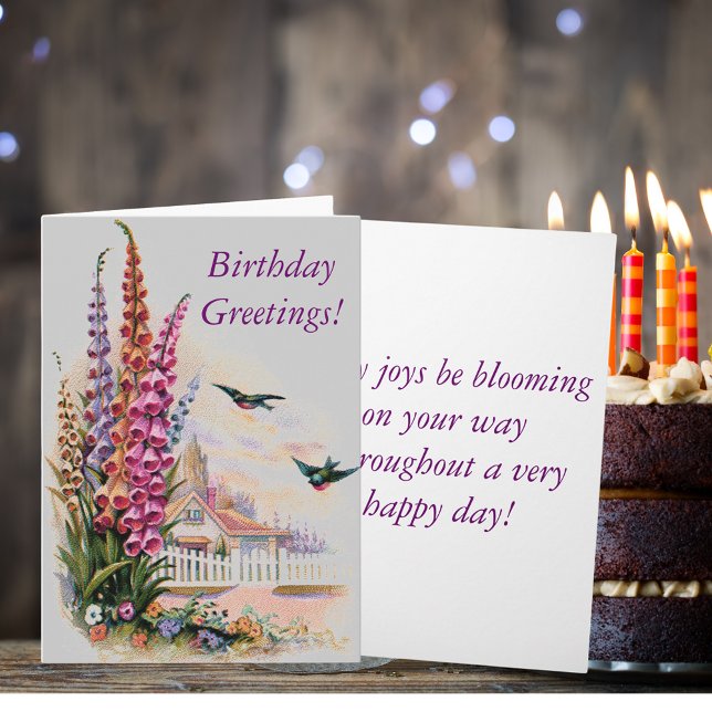 Vintage Floral Birthday Greetings Card (Vintage Floral Birthday Greetings Card)