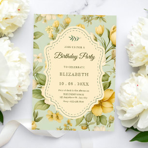 Vintage floral birthday invitation