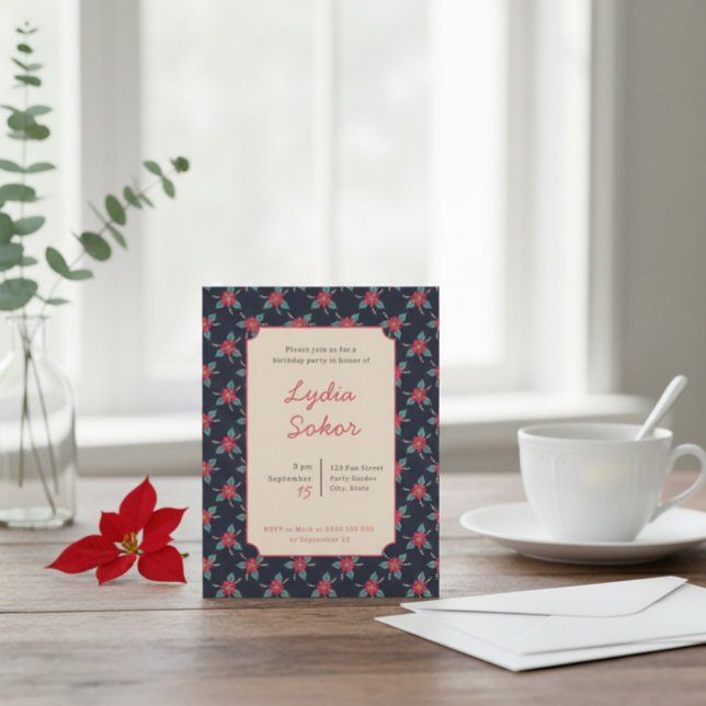 Vintage Floral Birthday Party Invitation  (Creator Uploaded)