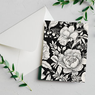Vintage Floral Black and White Classic Postcard