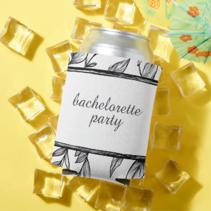 Vintage Floral Black Bachelorette Party Can Cooler
