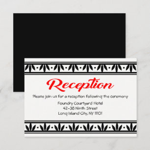 Vintage Floral Black Red Flower Wedding Reception Invitation