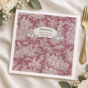 Vintage floral black toile de jouy Bridal shower Napkin