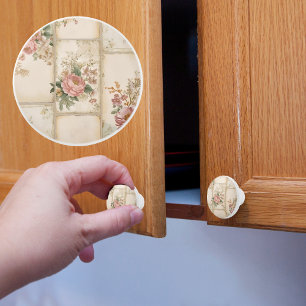 Vintage Floral Blocks Ceramic Knob