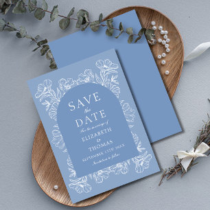 Vintage Floral Blue and White Wedding Save The Date