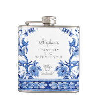 Vintage Floral Blue Chinoiserie Asian Bridesmaid