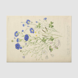 Vintage Floral Blue Flowers Ephemera Decoupage  Tissue Paper