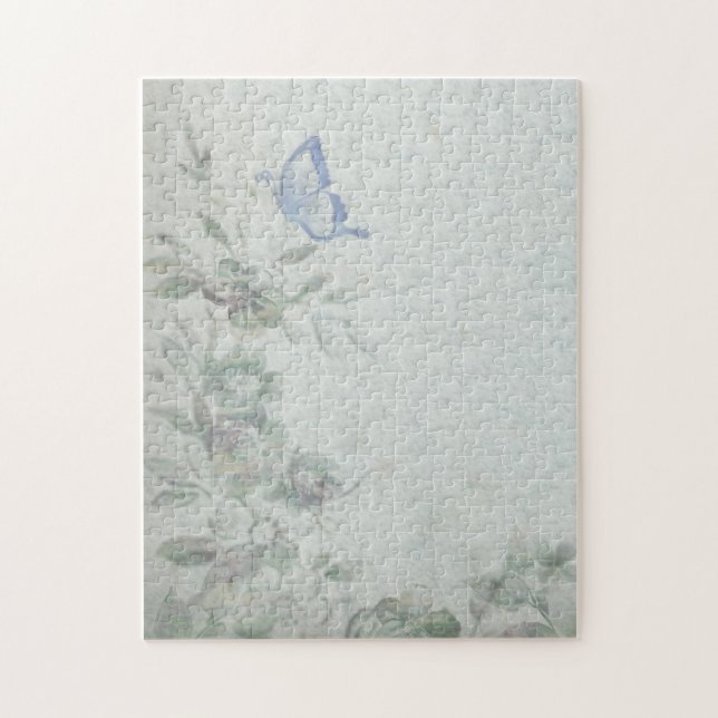 Vintage Floral Blue Jigsaw Puzzle (Vertical)