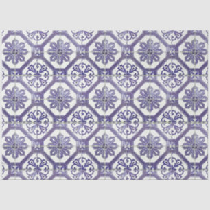 Vintage Floral Blue Portuguese Tile Decoupage Tissue Paper