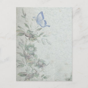 Vintage Floral Blue Postcard