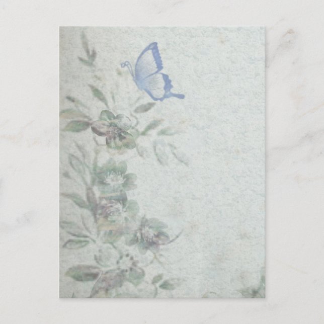 Vintage Floral Blue Postcard (Front)