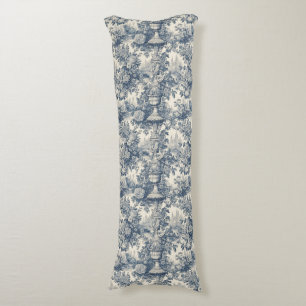 Vintage floral Blue toile de jouy  Body Cushion