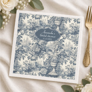 Vintage floral Blue toile de jouy Bridal shower Napkin