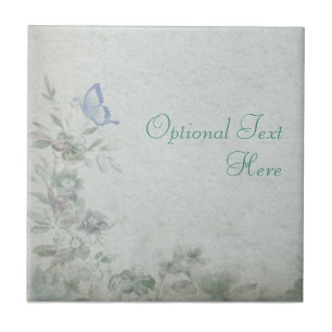 Vintage Floral Blue Wedding Ceramic Tile