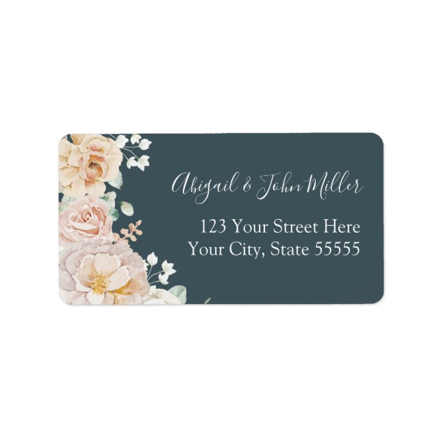 Vintage Floral Blue Wedding RSVP Address Labels (Front)