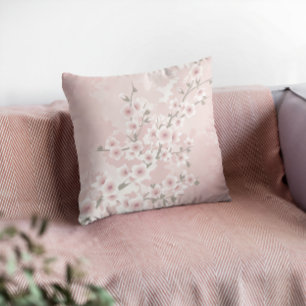 Vintage Floral Blush Pink   Cherry Blossom Cushion