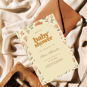 Vintage Floral Boho Neutral Baby Shower Invitation