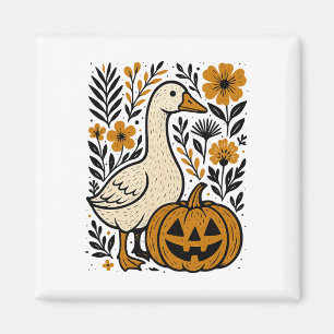 Vintage Floral Boho Silly Goose Pumpkin Cute Hallo Magnet