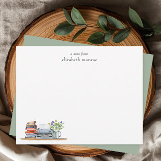Vintage Floral Books and Typewriter Custom Card