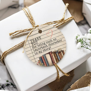 Vintage Floral Books Library Card Thank You Gift Favour Tags