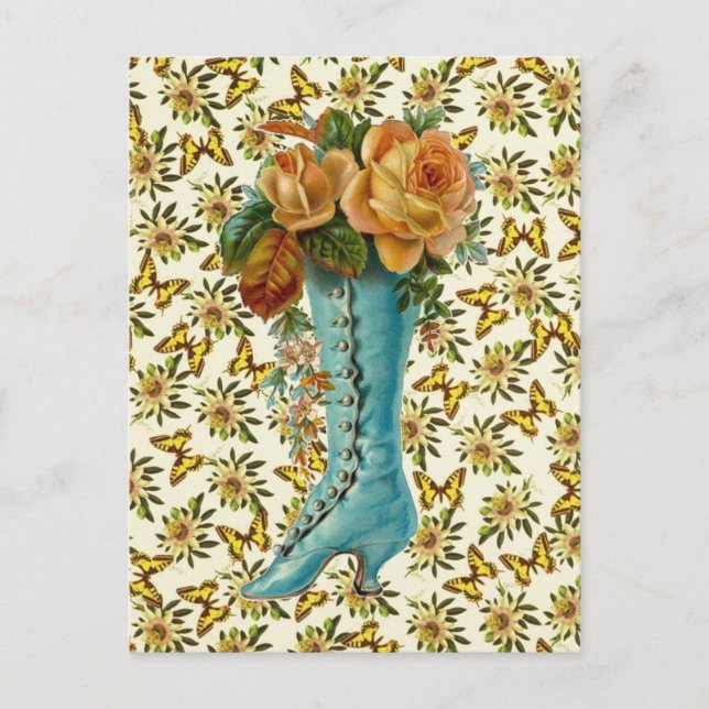 Vintage Floral Boot Postcard (Front)