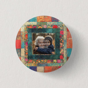 Vintage Floral Border Frame For Your Photos 3 Cm Round Badge