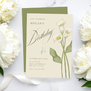 Vintage floral botanical birthday invitation