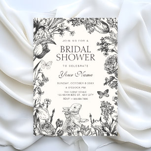 Vintage floral botanical bridal shower invitation