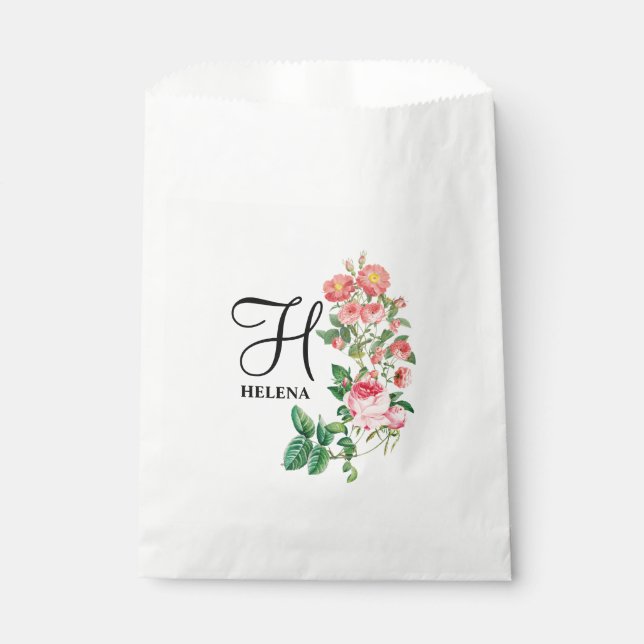 Vintage Floral Botanical Customised Monogram Favour Bag (Front)