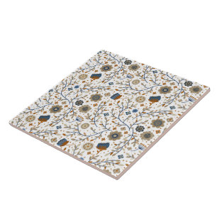 Vintage Floral Botanical Pattern Design Ceramic Tile