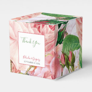 Vintage Floral & Botanical Pink Roses Wedding Favour Box