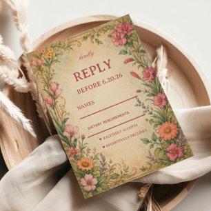 Vintage Floral Botanical RSVP Card