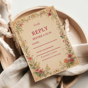 Vintage Floral Botanical RSVP Card