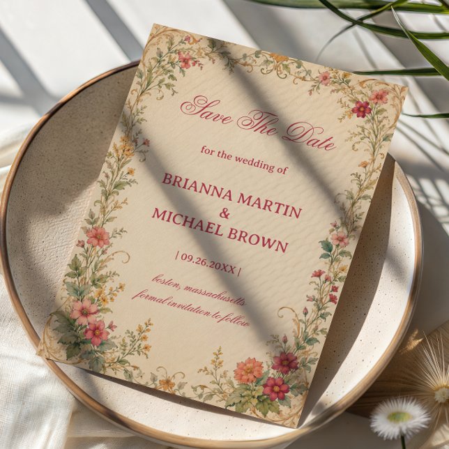 Vintage Floral Botanical Save The Date (Creator Uploaded)