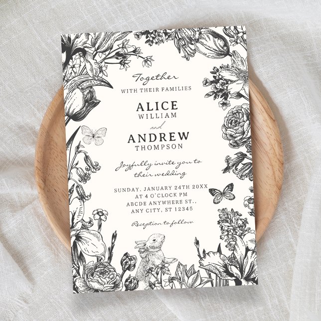 Vintage floral botanical wedding invitation (Creator Uploaded)