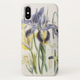 Vintage Floral Botany, Garden Iris Flowers iPhone X Case