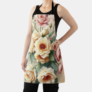 Vintage Floral Bouquet design – Soft Pastel Rose Apron